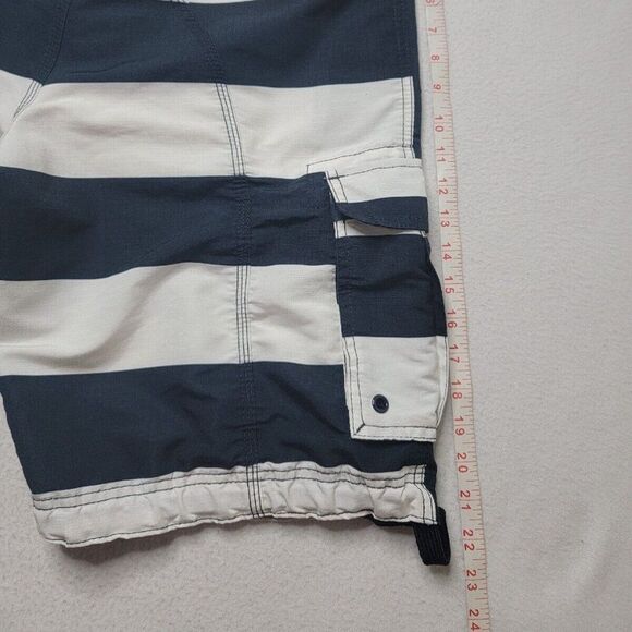 H&M Cargo Swim Trunks Men's Size Medium Blue White Striped Lined - Picture 6 of 9